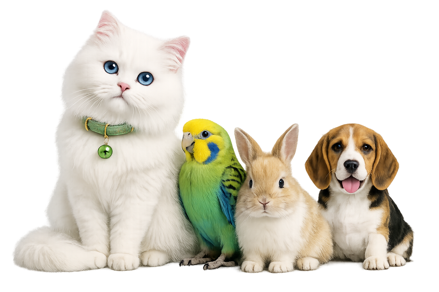 Cats, Rabbit, Parrot